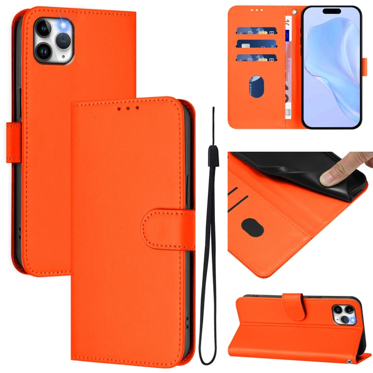 Skin Feel Solid Color Leather Phone Case with Lanyard, For iPhone 11 Pro Max