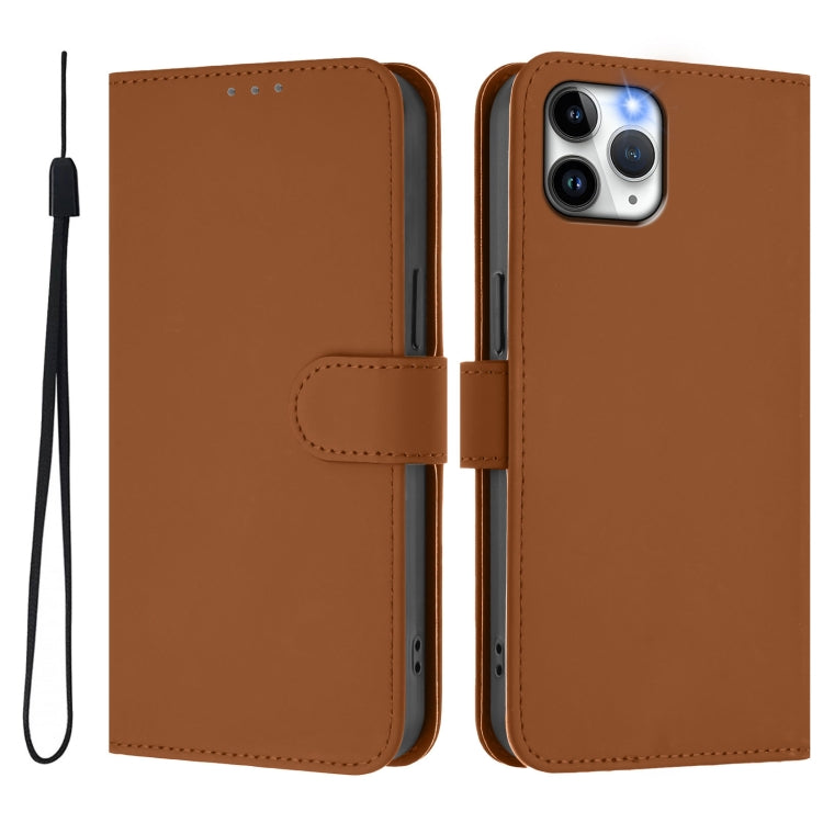 Skin Feel Solid Color Leather Phone Case with Lanyard, For iPhone 11 Pro