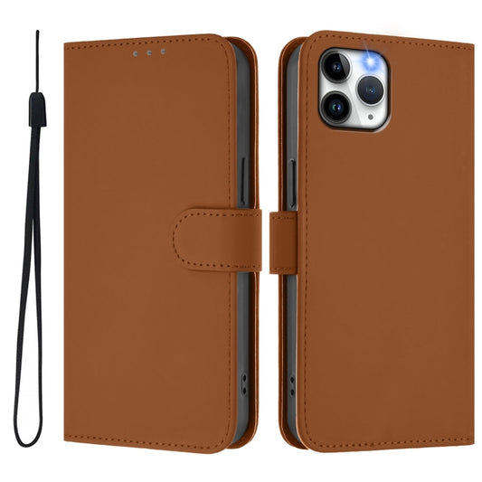 Skin Feel Solid Color Leather Phone Case with Lanyard, For iPhone 11 Pro