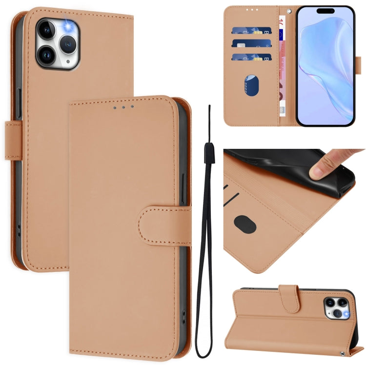 Skin Feel Solid Color Leather Phone Case with Lanyard, For iPhone 11 Pro