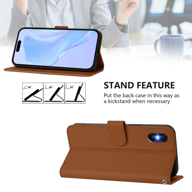 Skin Feel Solid Color Leather Phone Case with Lanyard, For iPhone XS / X