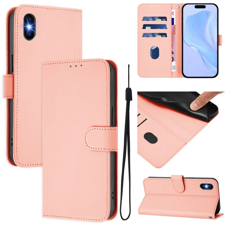 Skin Feel Solid Color Leather Phone Case with Lanyard, For iPhone XS / X