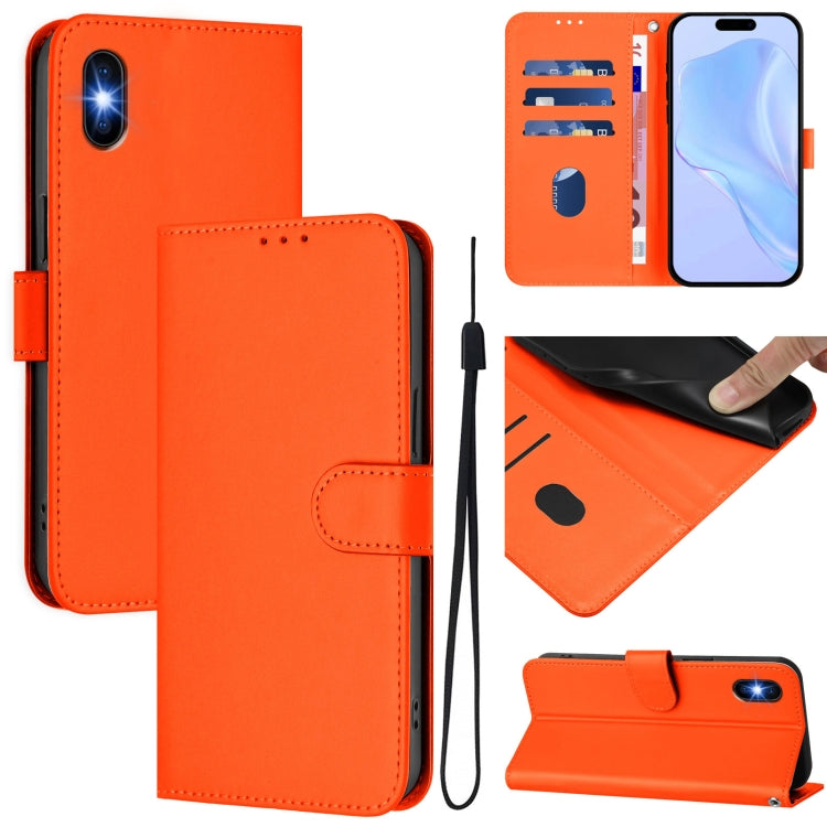 Skin Feel Solid Color Leather Phone Case with Lanyard, For iPhone XS / X