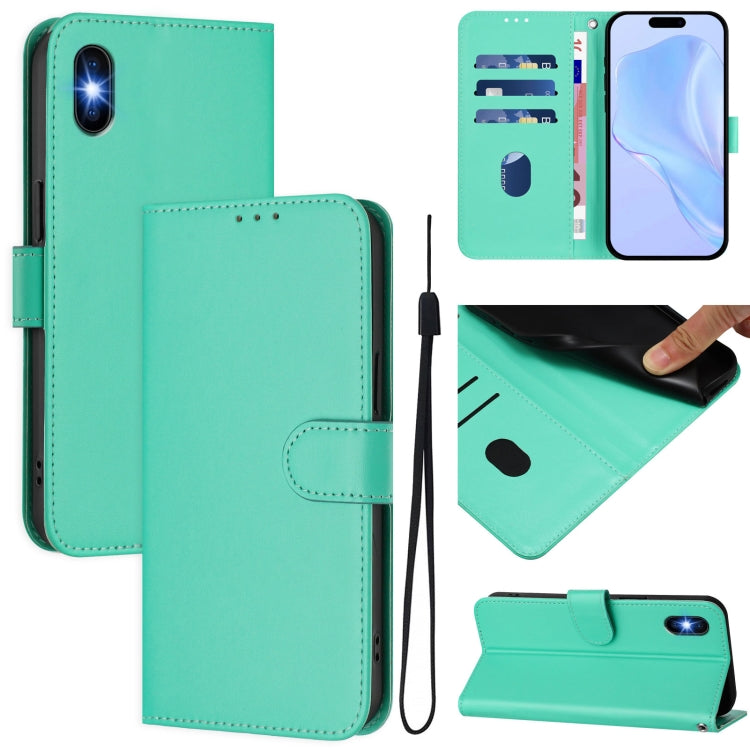 Skin Feel Solid Color Leather Phone Case with Lanyard, For iPhone XS / X