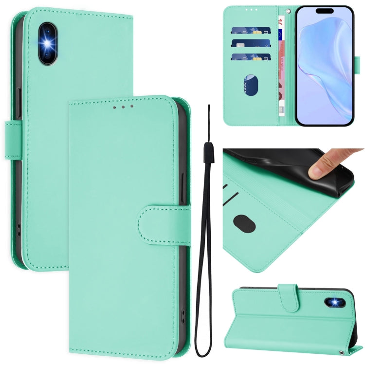 Skin Feel Solid Color Leather Phone Case with Lanyard, For iPhone XS / X