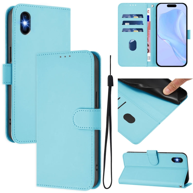 Skin Feel Solid Color Leather Phone Case with Lanyard, For iPhone XS / X