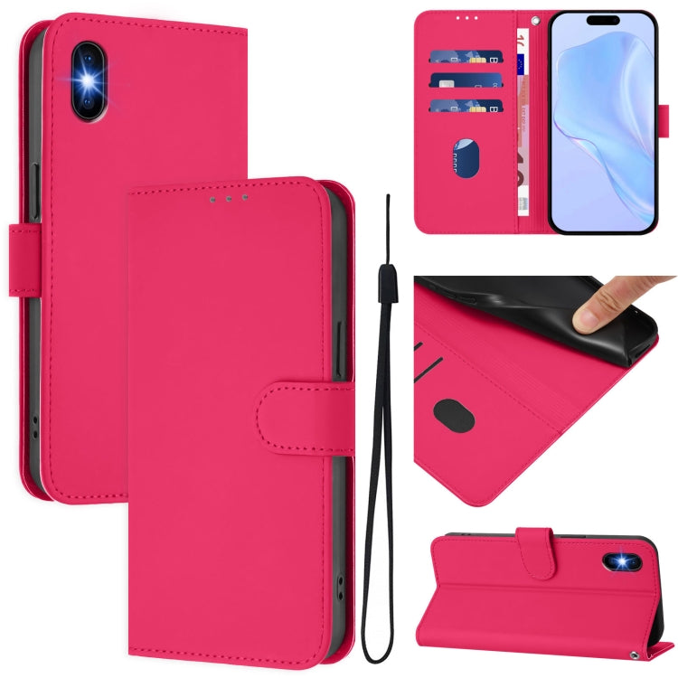 Skin Feel Solid Color Leather Phone Case with Lanyard, For iPhone XS / X