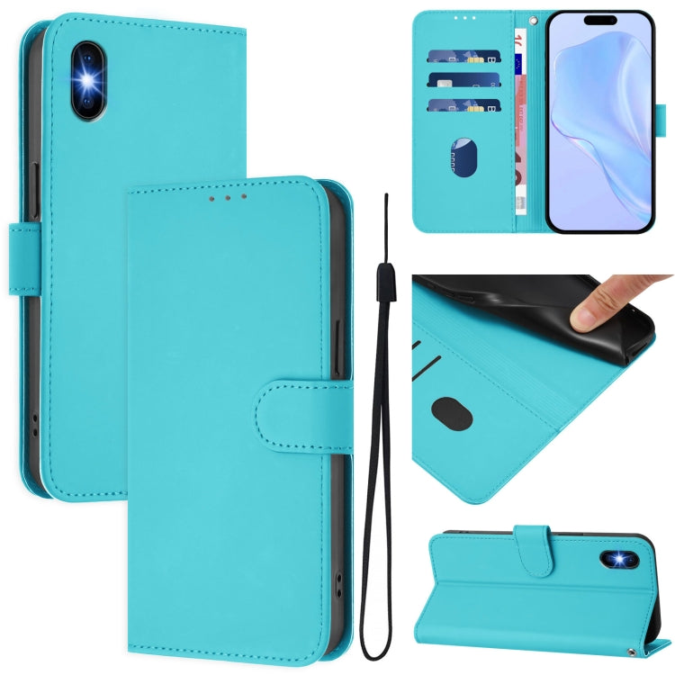 Skin Feel Solid Color Leather Phone Case with Lanyard, For iPhone XS / X