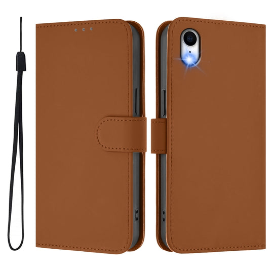 Skin Feel Solid Color Leather Phone Case with Lanyard, For iPhone XR