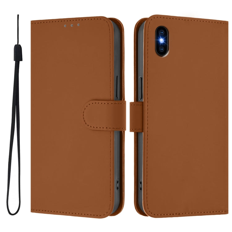 Skin Feel Solid Color Leather Phone Case with Lanyard, For iPhone XS Max