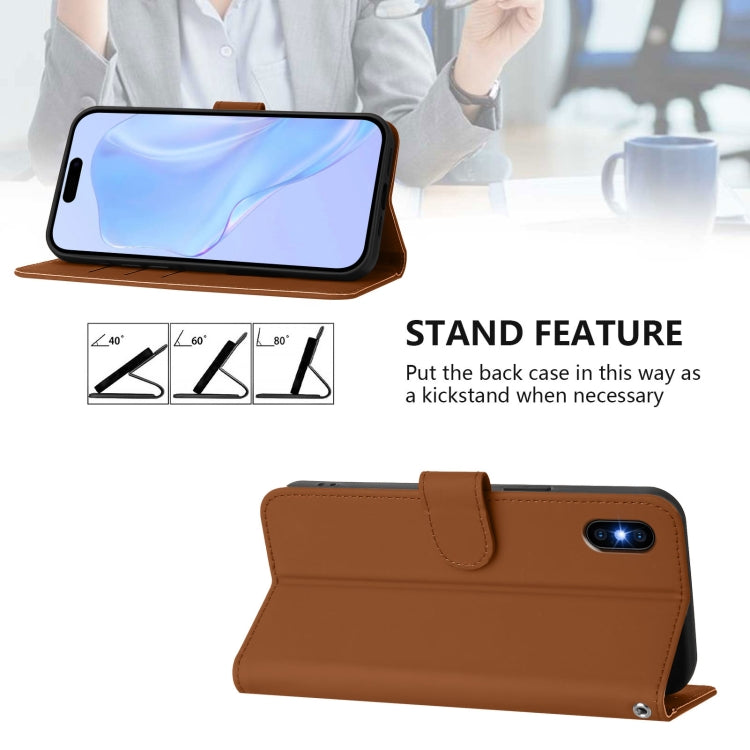 Skin Feel Solid Color Leather Phone Case with Lanyard, For iPhone XS Max