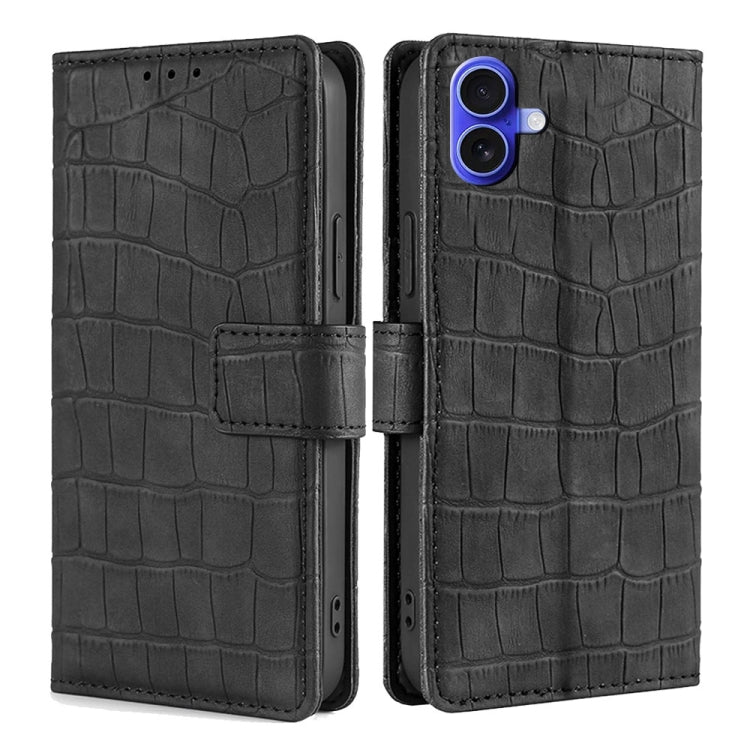 Skin Feel Crocodile Magnetic Clasp Leather Phone Case, For iPhone 16 Pro Max, For iPhone 16 Pro, For iPhone 16 Plus, For iPhone 16