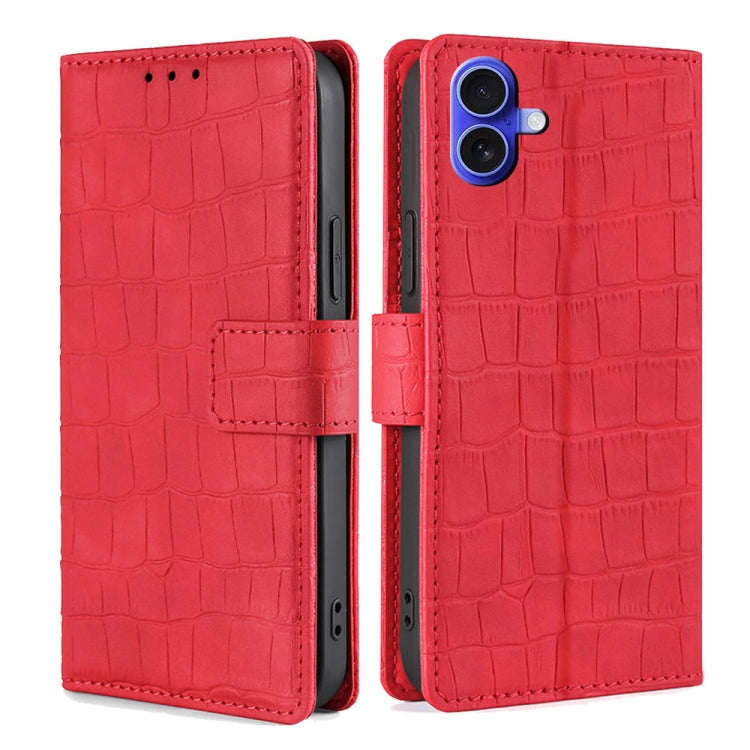 Skin Feel Crocodile Magnetic Clasp Leather Phone Case, For iPhone 16 Pro Max, For iPhone 16 Pro, For iPhone 16 Plus, For iPhone 16