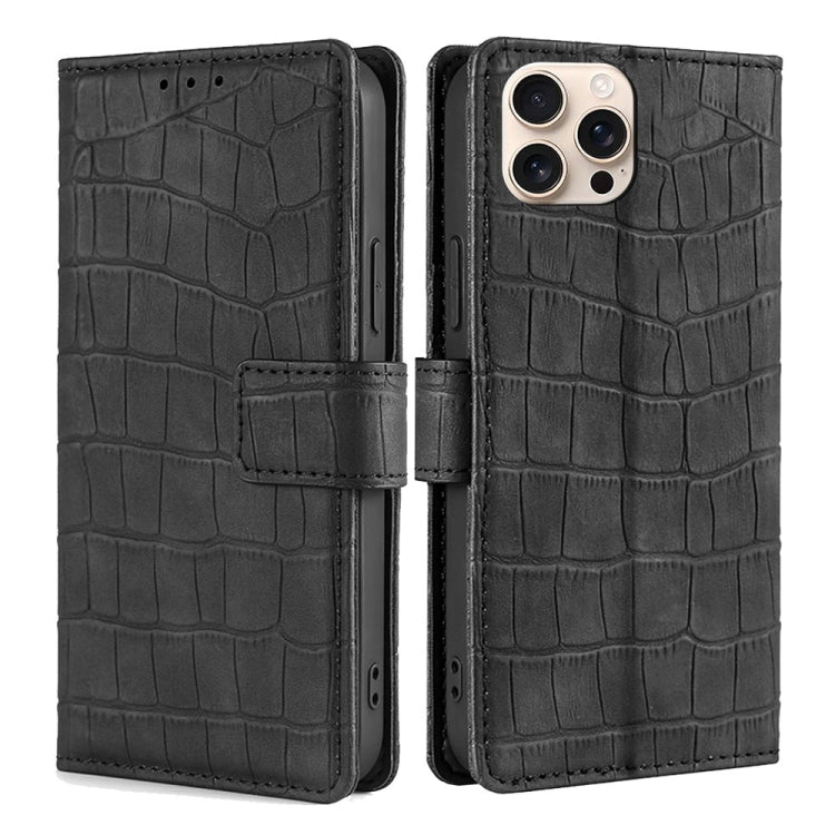 Skin Feel Crocodile Magnetic Clasp Leather Phone Case, For iPhone 16 Pro Max, For iPhone 16 Pro, For iPhone 16 Plus, For iPhone 16