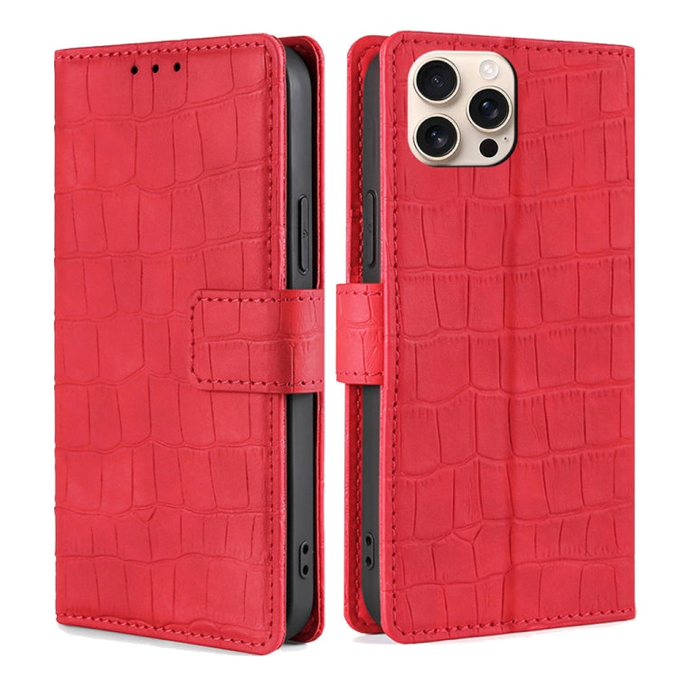 Skin Feel Crocodile Magnetic Clasp Leather Phone Case, For iPhone 16 Pro Max, For iPhone 16 Pro, For iPhone 16 Plus, For iPhone 16