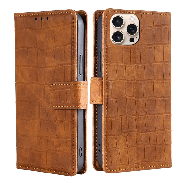 Skin Feel Crocodile Magnetic Clasp Leather Phone Case, For iPhone 16 Pro Max, For iPhone 16 Pro, For iPhone 16 Plus, For iPhone 16