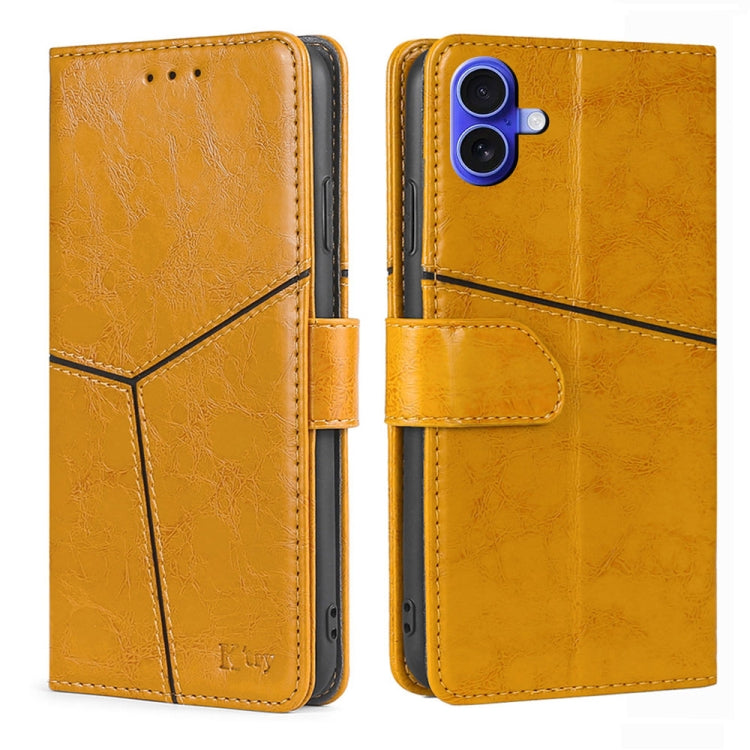 Geometric Stitching Leather Phone Case, For iPhone 16 Pro Max, For iPhone 16 Pro, For iPhone 16 Plus, For iPhone 16