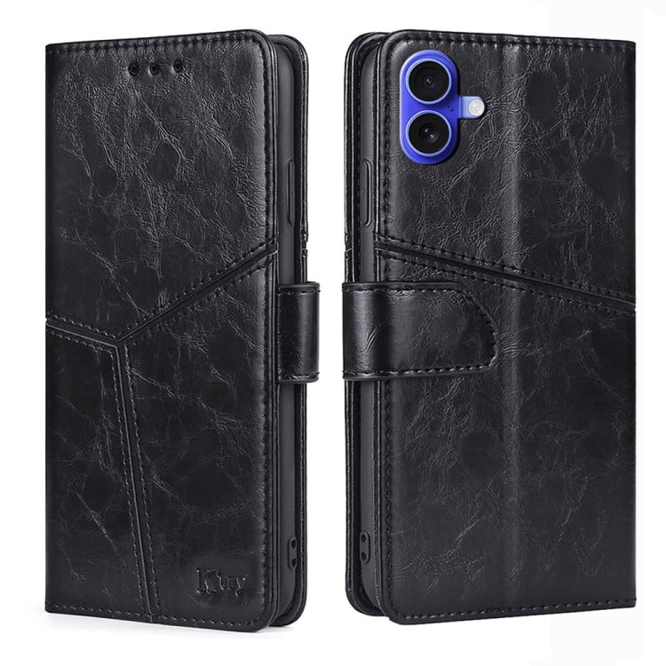 Geometric Stitching Leather Phone Case, For iPhone 16 Pro Max, For iPhone 16 Pro, For iPhone 16 Plus, For iPhone 16