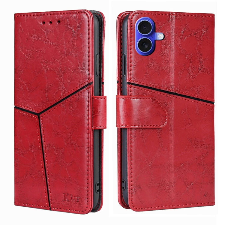 Geometric Stitching Leather Phone Case, For iPhone 16 Pro Max, For iPhone 16 Pro, For iPhone 16 Plus, For iPhone 16