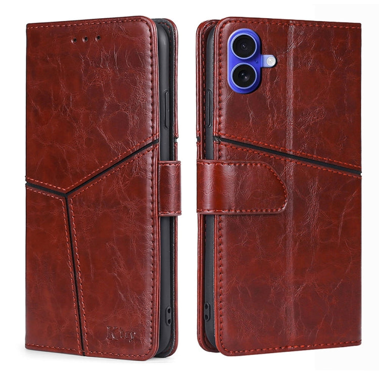 Geometric Stitching Leather Phone Case, For iPhone 16 Pro Max, For iPhone 16 Pro, For iPhone 16 Plus, For iPhone 16