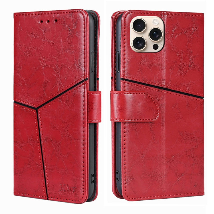 Geometric Stitching Leather Phone Case, For iPhone 16 Pro Max, For iPhone 16 Pro, For iPhone 16 Plus, For iPhone 16