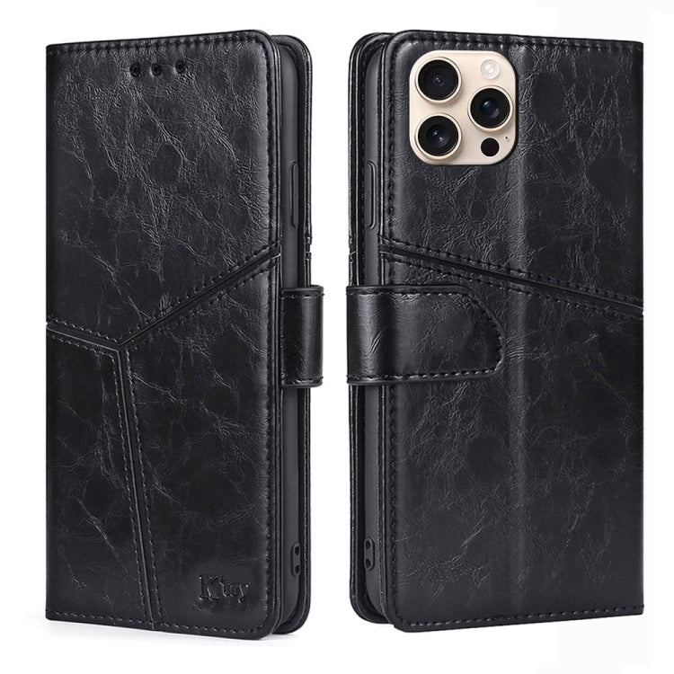 Geometric Stitching Leather Phone Case, For iPhone 16 Pro Max, For iPhone 16 Pro, For iPhone 16 Plus, For iPhone 16