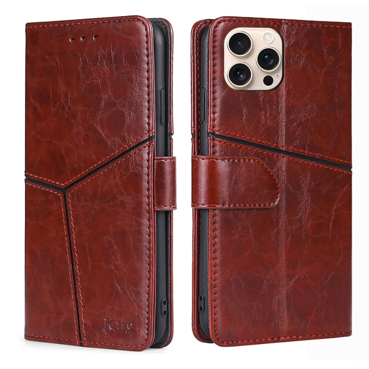 Geometric Stitching Leather Phone Case, For iPhone 16 Pro Max, For iPhone 16 Pro, For iPhone 16 Plus, For iPhone 16