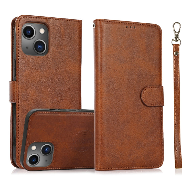 Calf Texture 2 in 1 Detachable Magnetic Back Cover Leather Case, For iPhone 15 Pro, For iPhone 15 Plus, For iPhone 15, For iPhone 14 Plus, For iPhone 14