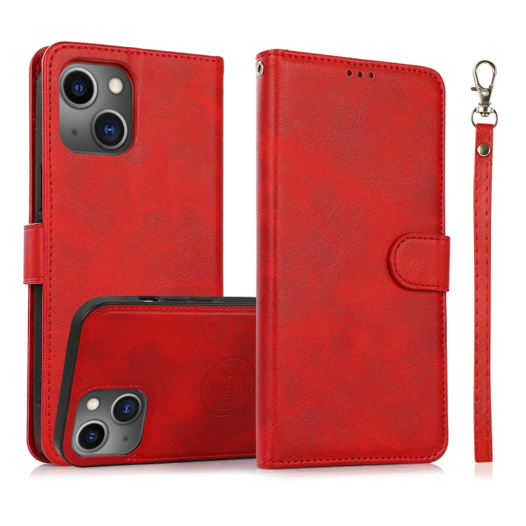 Calf Texture 2 in 1 Detachable Magnetic Back Cover Leather Case, For iPhone 15 Pro, For iPhone 15 Plus, For iPhone 15, For iPhone 14 Plus, For iPhone 14