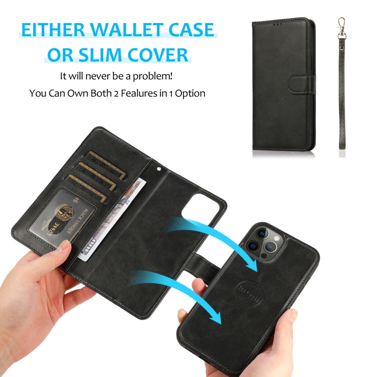 Calf Texture 2 in 1 Detachable Magnetic Back Cover Leather Case, For iPhone 15 Pro, For iPhone 15 Plus, For iPhone 15, For iPhone 14 Plus, For iPhone 14