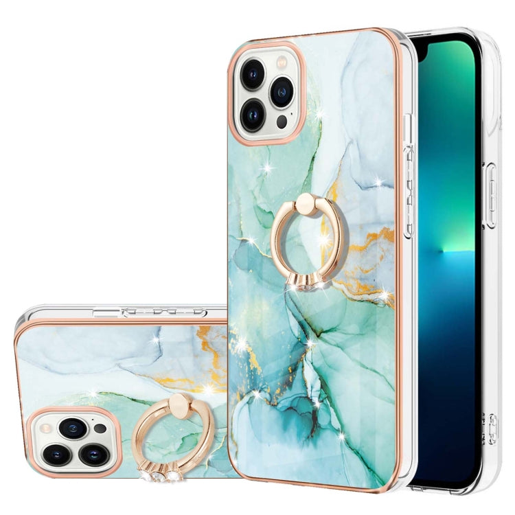 Electroplating Marble IMD TPU Phone Case with Ring Holder, For iPhone 16 Pro Max, For iPhone 16 Pro, For iPhone 16 Plus, For iPhone 16