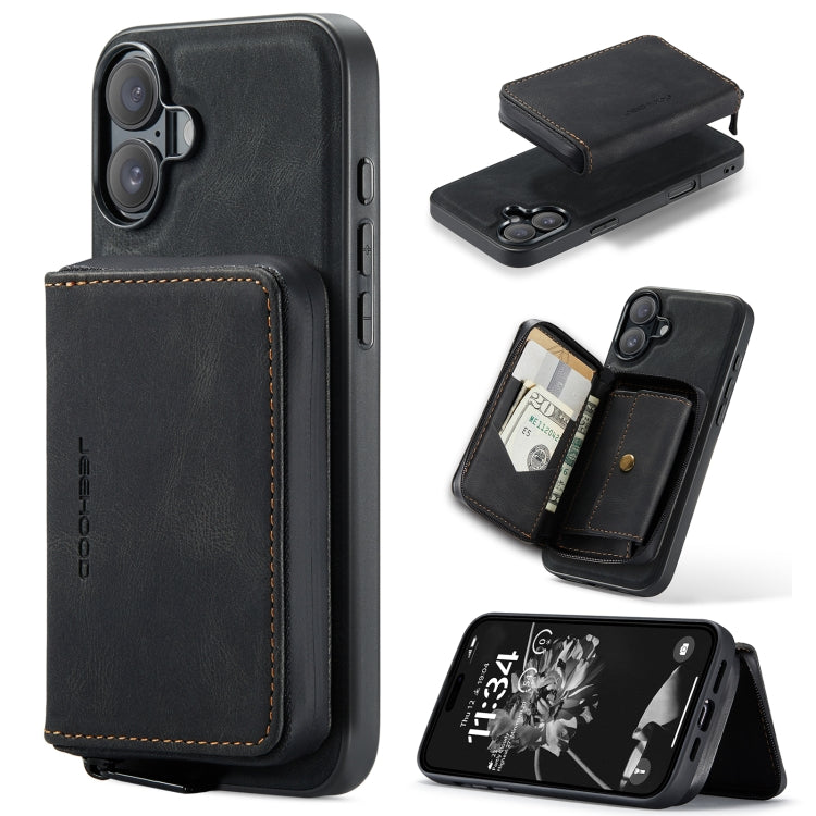 JEEHOOD J02 Magnetic Zipper Horizontal Flip Leather Phone Case, For iPhone 16 Plus, For iPhone 16