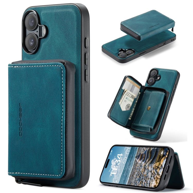 JEEHOOD J02 Magnetic Zipper Horizontal Flip Leather Phone Case, For iPhone 16 Plus, For iPhone 16