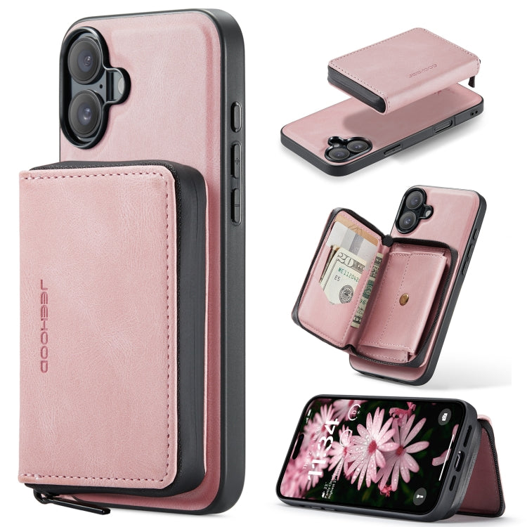 JEEHOOD J02 Magnetic Zipper Horizontal Flip Leather Phone Case, For iPhone 16 Plus, For iPhone 16