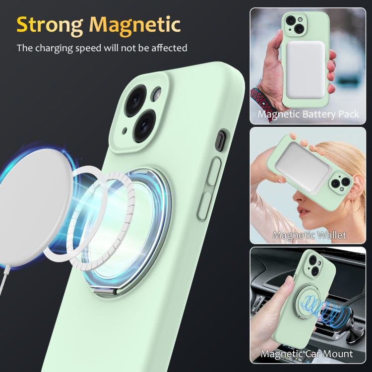 Liquid Silicone MagSafe Phone Case with Rotating Holder, For iPhone 15 Plus, For iPhone 15, For iPhone 14 Plus, For iPhone 14, For iPhone 14 Pro, For iPhone 14 Pro Max