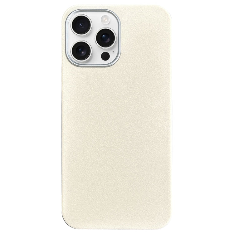 Litchi Pattern Silver Edge Camera Frame Material Phone Case, For iPhone 16 Pro Max, For iPhone 16 Pro, For iPhone 16 Plus, For iPhone 16, For iPhone 15 Pro Max, For iPhone 15 Pro