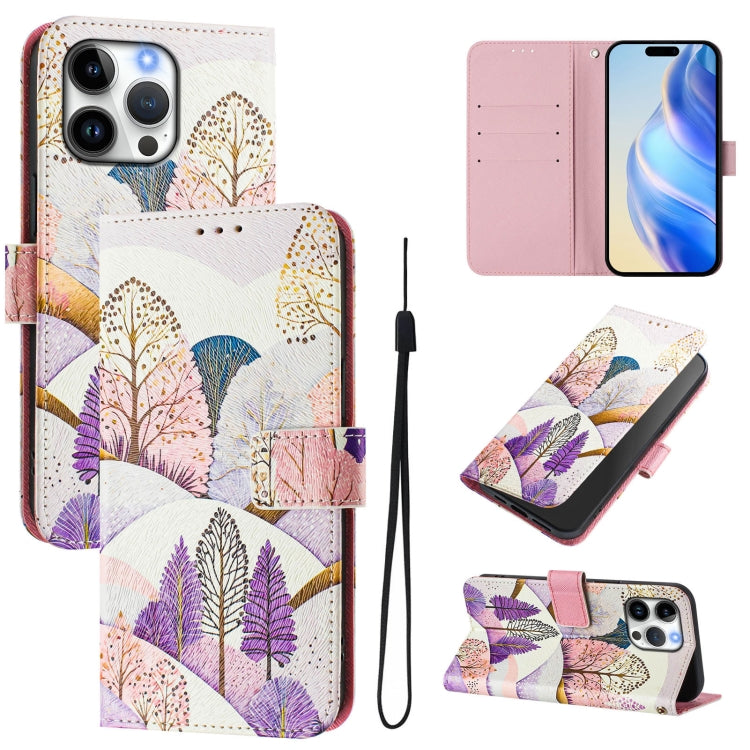 Art Colored Drawing Pattern Leather Phone Case, For iPhone 16 Pro Max