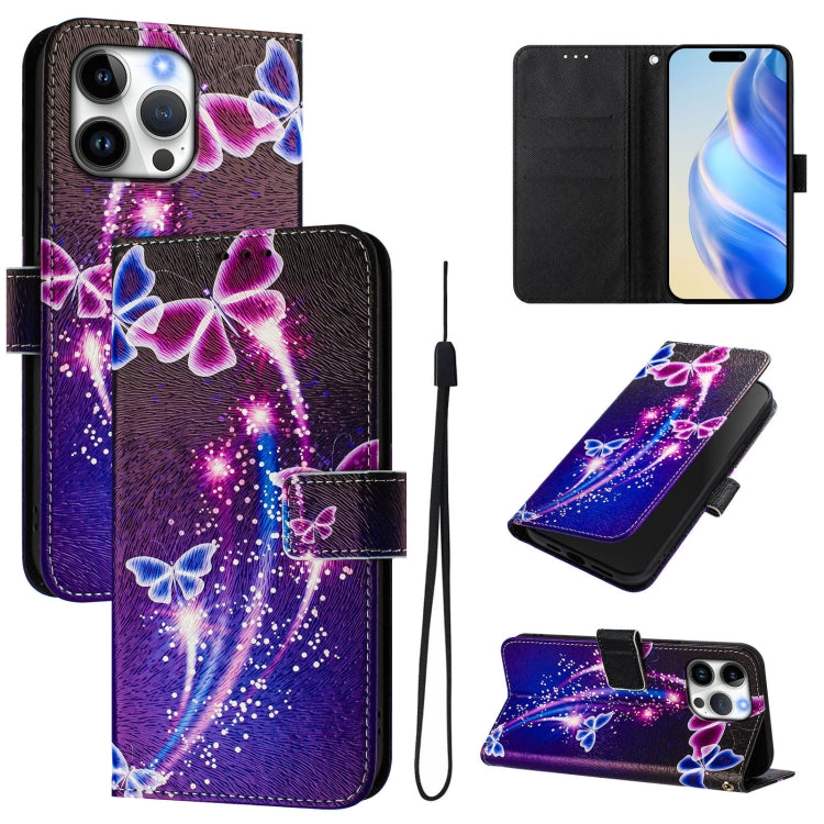 Art Colored Drawing Pattern Leather Phone Case, For iPhone 16 Pro Max