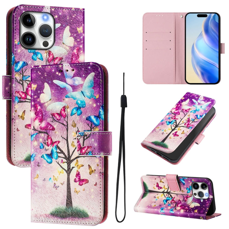 Art Colored Drawing Pattern Leather Phone Case, For iPhone 16 Pro Max