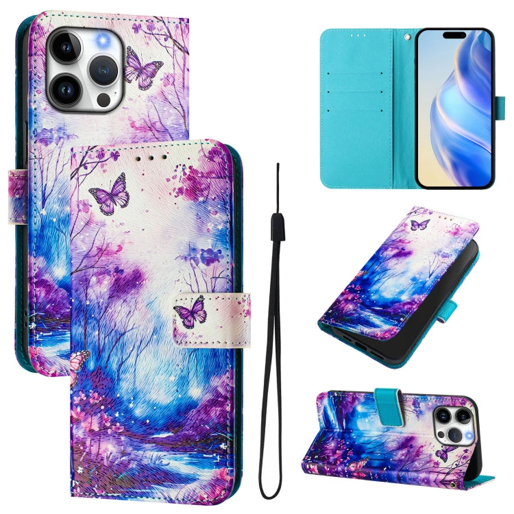 Art Colored Drawing Pattern Leather Phone Case, For iPhone 16 Pro Max