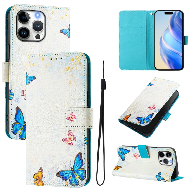 Art Colored Drawing Pattern Leather Phone Case, For iPhone 16 Pro Max