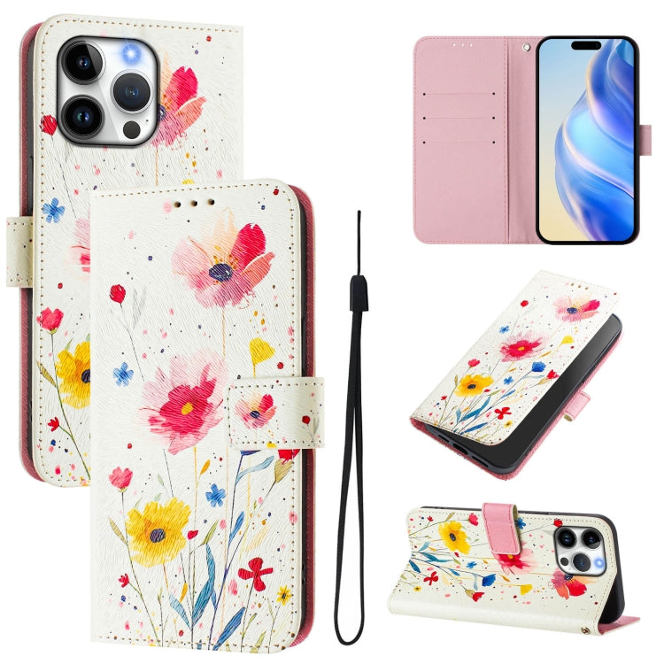 Art Colored Drawing Pattern Leather Phone Case, For iPhone 16 Pro Max