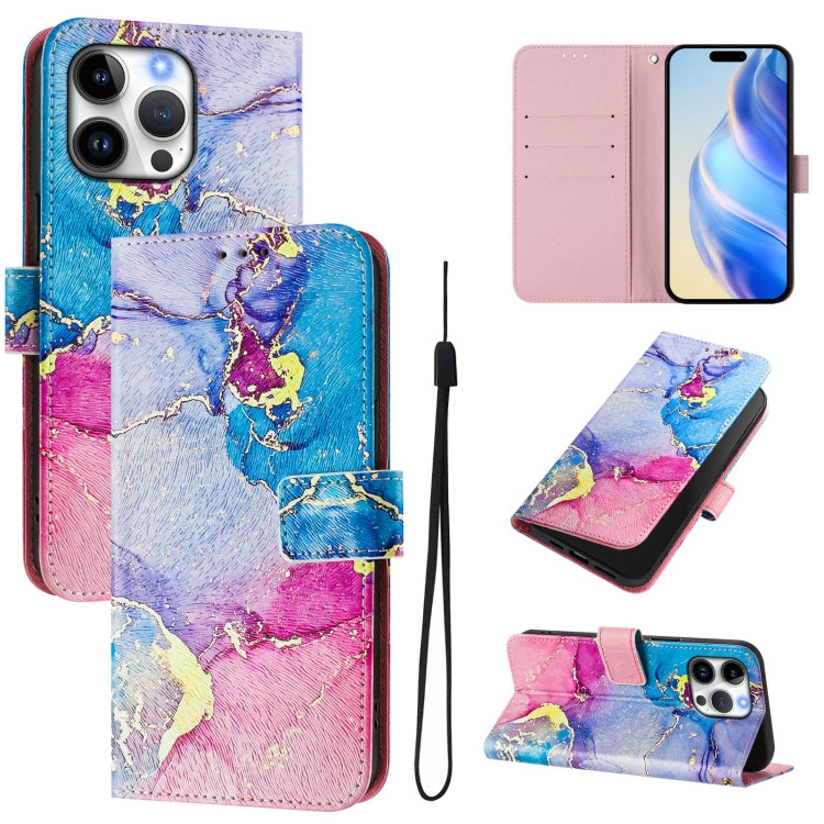 Art Colored Drawing Pattern Leather Phone Case, For iPhone 16 Pro Max