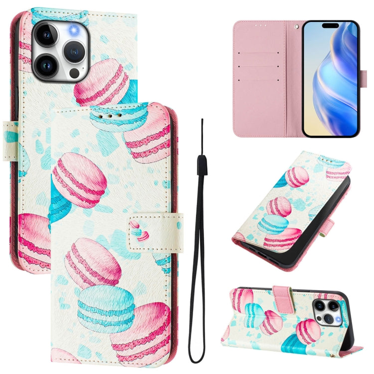 Art Colored Drawing Pattern Leather Phone Case, For iPhone 16 Pro Max