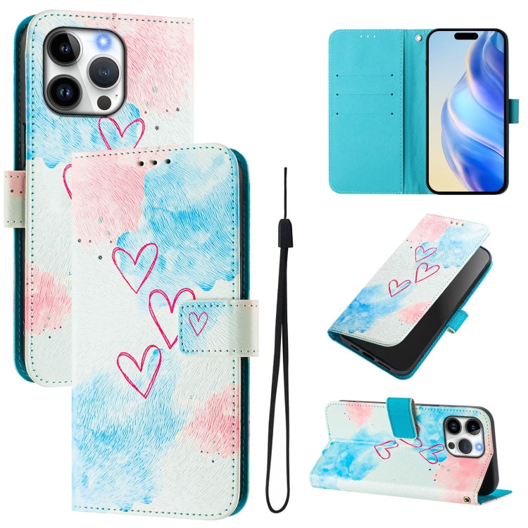 Art Colored Drawing Pattern Leather Phone Case, For iPhone 16 Pro Max