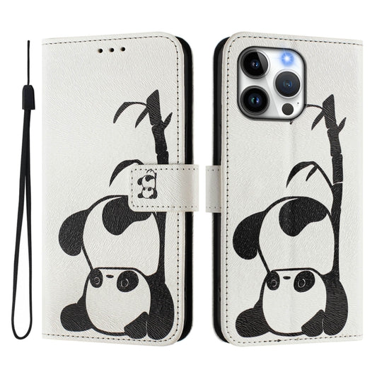 Art Colored Drawing Pattern Leather Phone Case, For iPhone 16 Pro