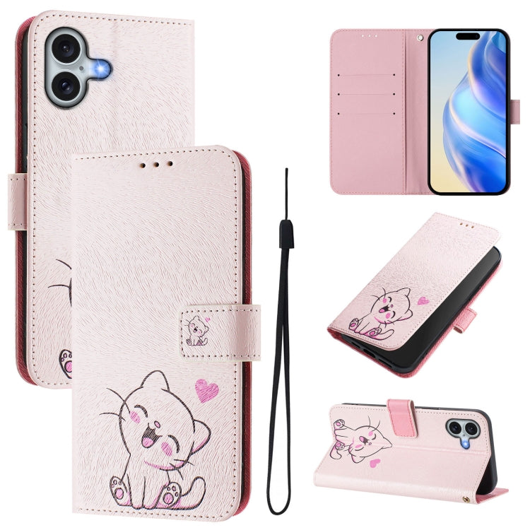 Art Colored Drawing Pattern Leather Phone Case, For iPhone 16 Plus