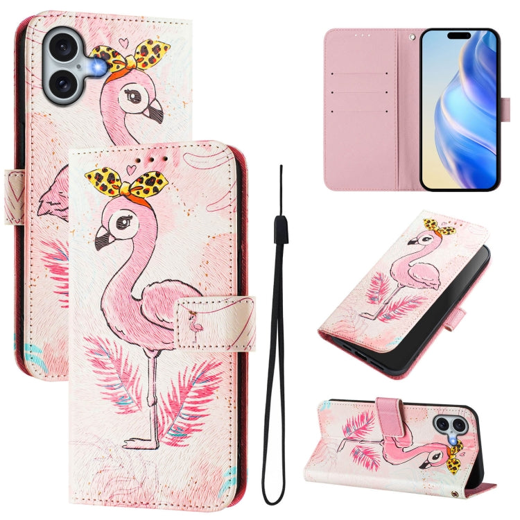 Art Colored Drawing Pattern Leather Phone Case, For iPhone 16 Plus