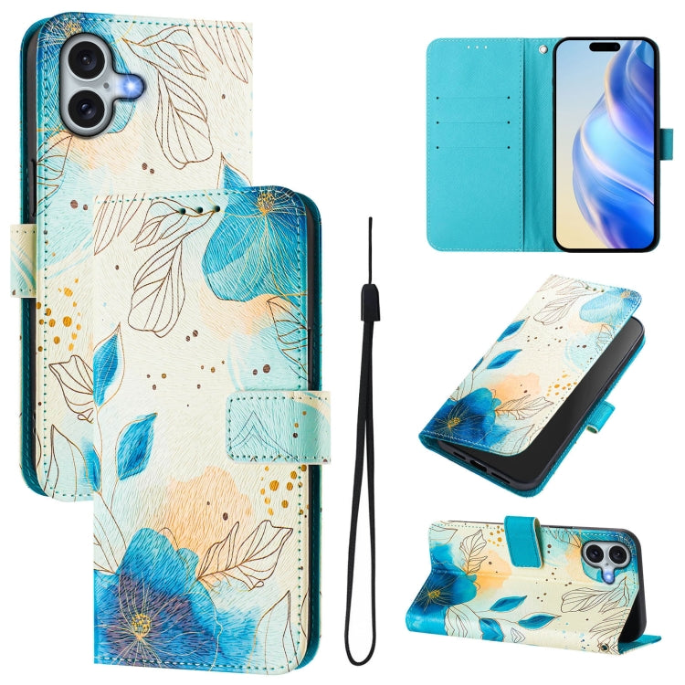 Art Colored Drawing Pattern Leather Phone Case, For iPhone 16 Plus