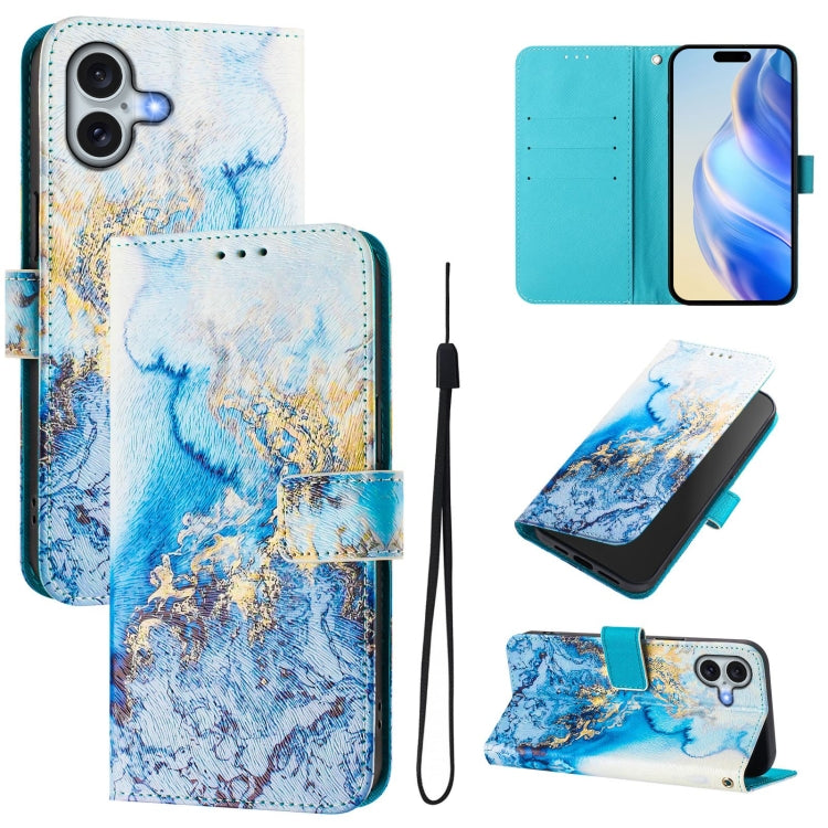 Art Colored Drawing Pattern Leather Phone Case, For iPhone 16 Plus